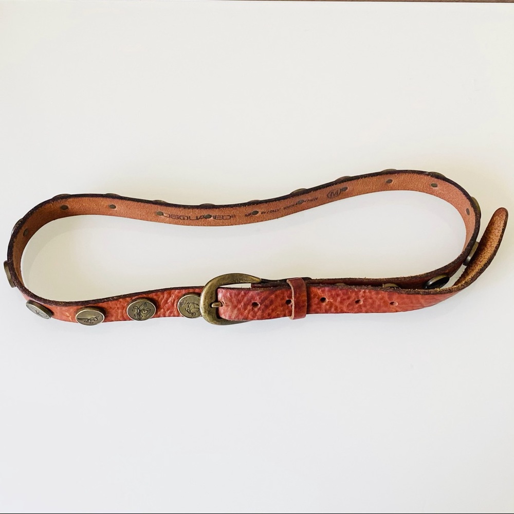 Dsquared2 Leather Brown Antique Gold Belt SZ M